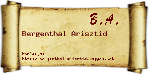 Bergenthal Arisztid névjegykártya